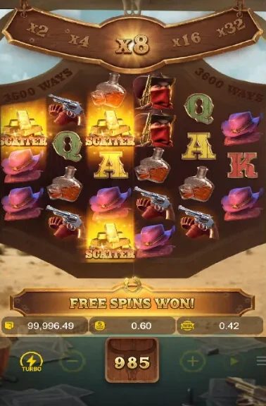 Three gold bar scatters triggering free spins in Wild Bounty Showdown
